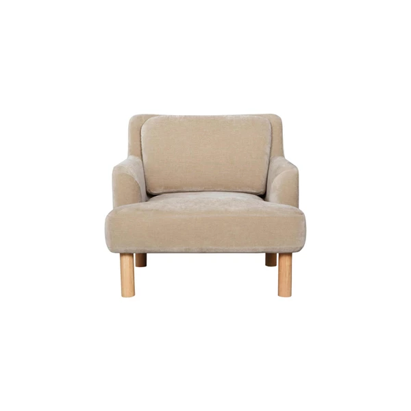 creative co op Velvet Upholstered Chair w/ Oak Wood Legs KD