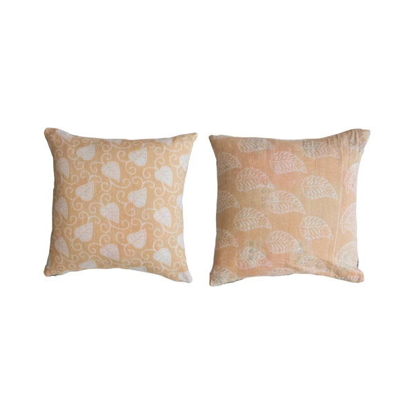 Creative Co Op Vintage Printed Cotton Kantha Reversible Pillow 2 Styles (Each One Will Vary)
