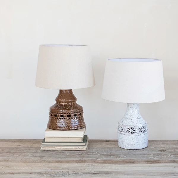 Creative Co Op Vintage Reproduction Table Lamp With Linen Shade (Each Will Vary)
