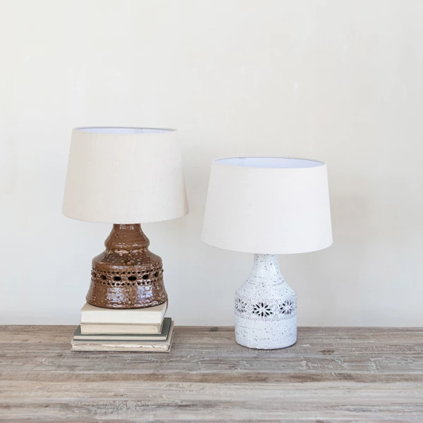 Creative Co Op Vintage Reproduction Table Lamp With Linen Shade (Each Will Vary)