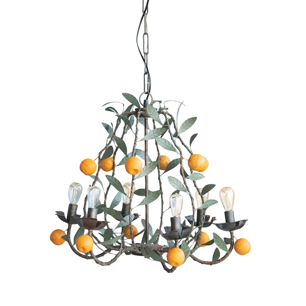 creative co op Vintage Reproduction Toleware Chandelier 6' Chain & 6' Cord