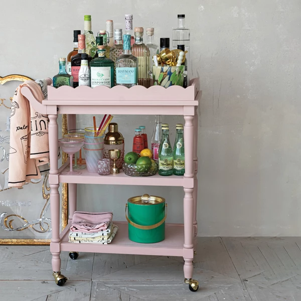 Creative Co Op Wood 3-Tier Bar Cart On Casters With Removable Tray Set Of 2 KD