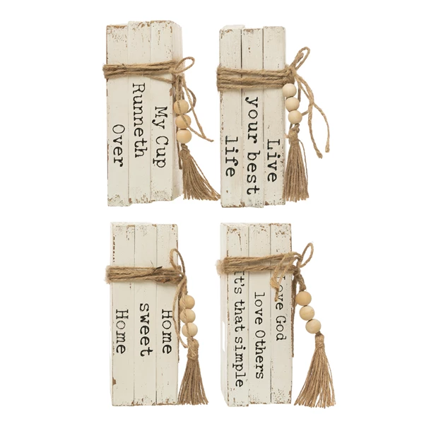 Creative Co Op Wood Block Faux Books With Saying 4 Styles