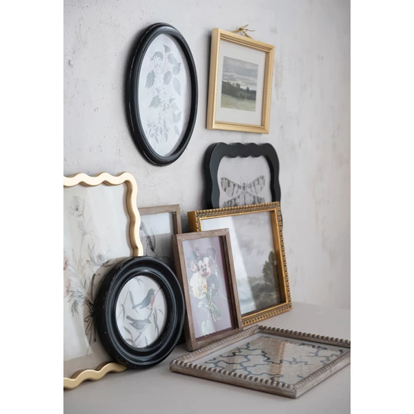 Creative Co Op Wood Framed Glass Wall Décor W/ Landscapes Botanicals & Insect Prints Set Of 9