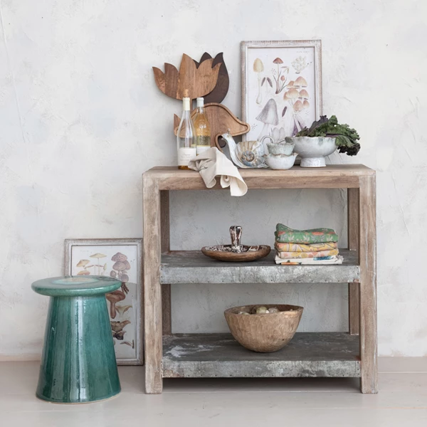 Creative Co Op Wood Framed Glass Wall Décor W/ Mushrooms Print 2 Styles