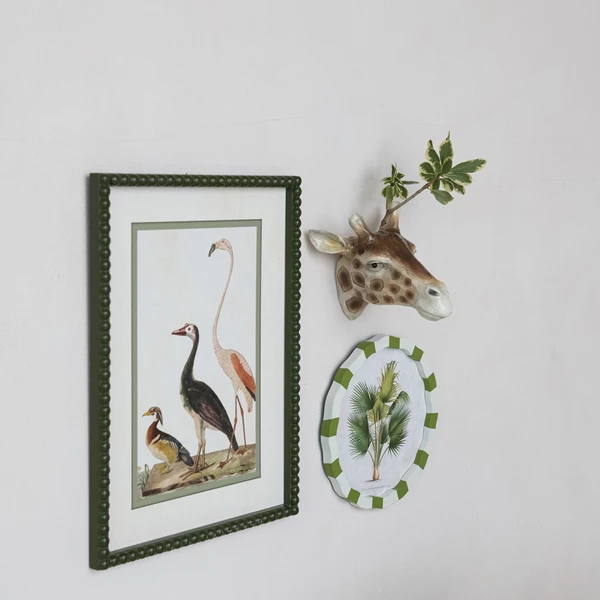 Creative Co Op Wood Framed Glass Wall Décor W/ Vintage Reproduction Bird Image & Bobbin Frame