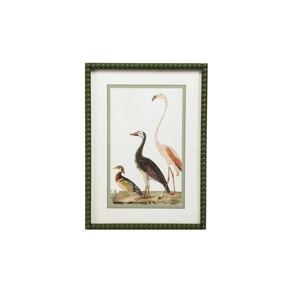 creative co op Wood Framed Glass Wall Décor w/ Vintage Reproduction Bird Image & Bobbin Frame