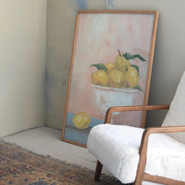 Creative Co Op Wood Framed Glass Wall Décor With Lemons In Bowl ©