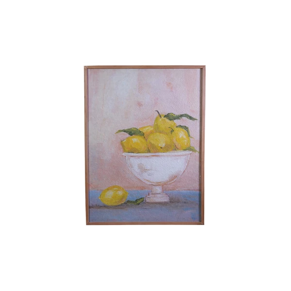 creative co op Wood Framed Glass Wall Décor with Lemons in Bowl ©
