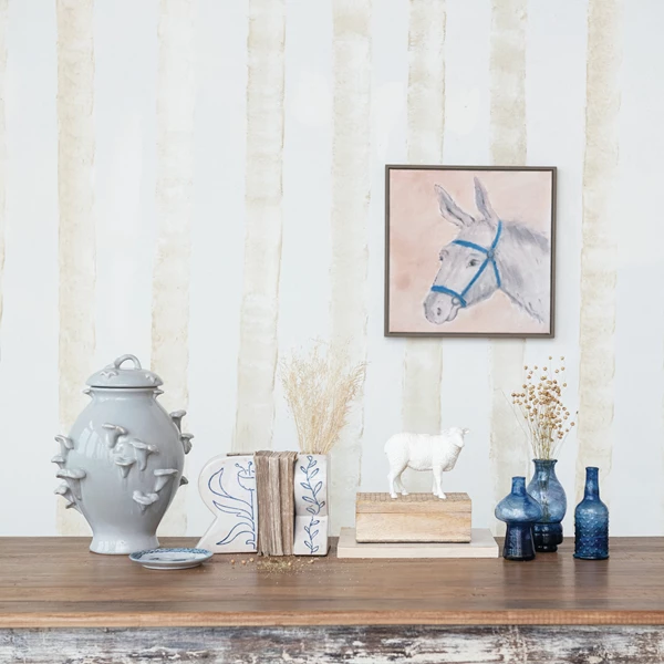 Creative Co Op Wood Framed Hand-Painted Wall Décor W/ Donkey