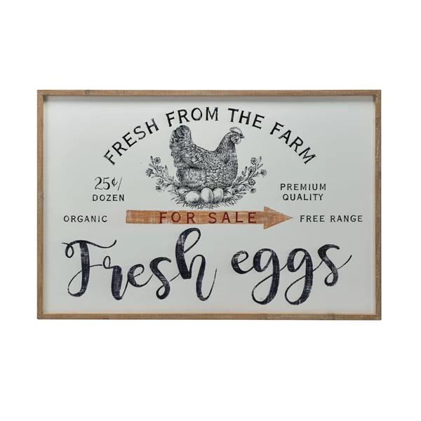 creative co op Wood Framed Wall Décor "Fresh From The Farm"