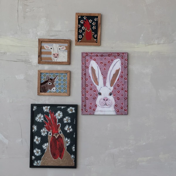 Creative Co Op Wood Framed Wall Décor With Pattern & Animal Image ©