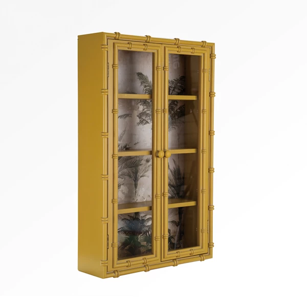 Creative Co Op Wood MDF & Glass Cabinet W/ 4 Shelves & 2 Doors Distressed Finish (Hangs Or Sits)
