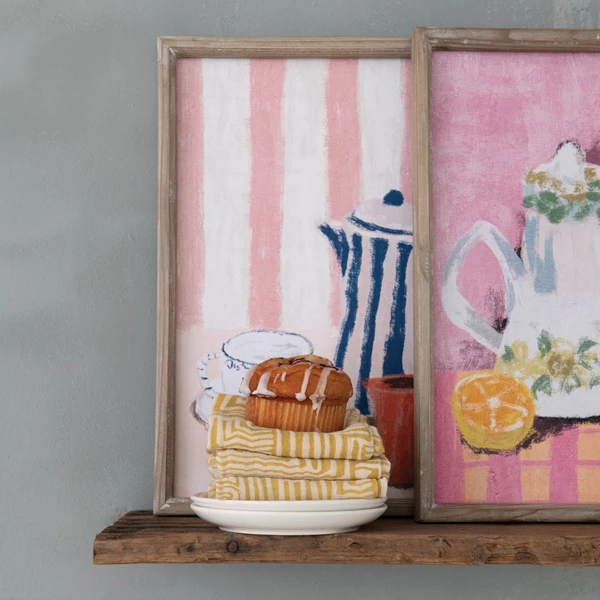 Creative Co Op Wood MDF & Glass Framed Wall Décor W/ Kitchen Still Life Image 4 Styles