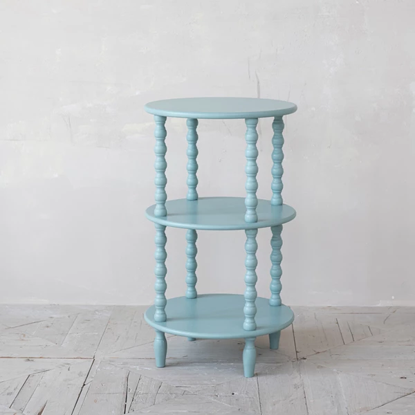 Creative Co Op Wood Table With 2 Shelves & Turned Legs Blue KD