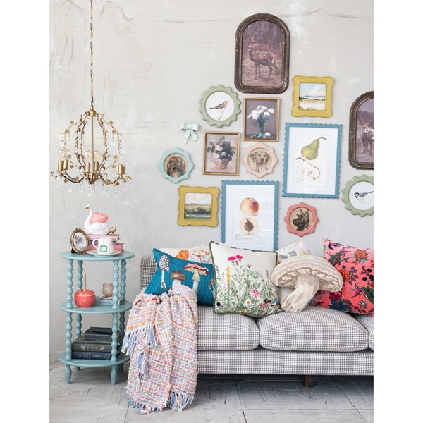 Creative Co Op Wood Table With 2 Shelves & Turned Legs Blue KD