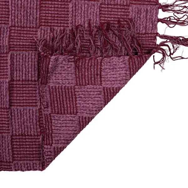 Creative Co Op Woven Cotton Blend Chenille Throw With Check Pattern & Fringe