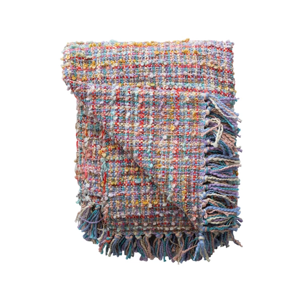 Creative Co Op Woven Cotton Blend Slub Throw With Fringe