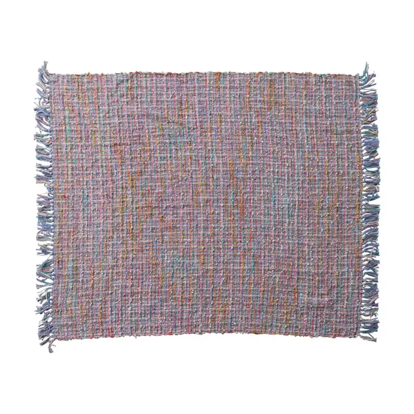 creative co op Woven Cotton Blend Slub Throw with Fringe