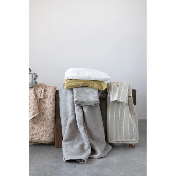 Creative Co Op Woven Cotton Jacquard Bed Cover With 2 Standard Shams Queen Set Of 3