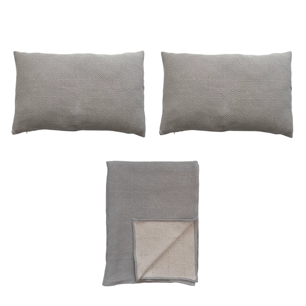 Creative Co Op Woven Cotton Jacquard Bed Cover With 2 Standard Shams Queen Set Of 3