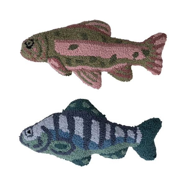 creative co op Woven Cotton Tufted Fish Shaped Pillow 2 Styles