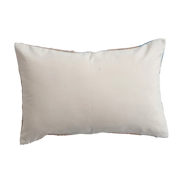 Creative Co Op Woven Fabric Indoor/Outdoor Lumbar Pillow With Tufting & Embroidery