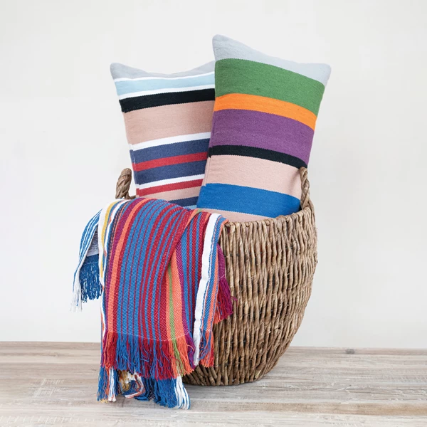 Creative Co Op Woven Fabric Indoor/Outdoor Striped Lumbar Pillow 2 Styles