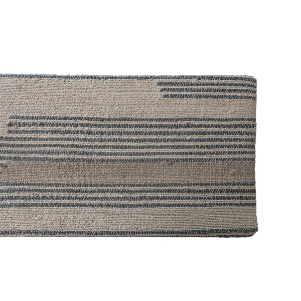 Creative Co Op Woven Jute & Cotton Dhurrie Upholstered Striped Bench W/ Oak Wood Legs