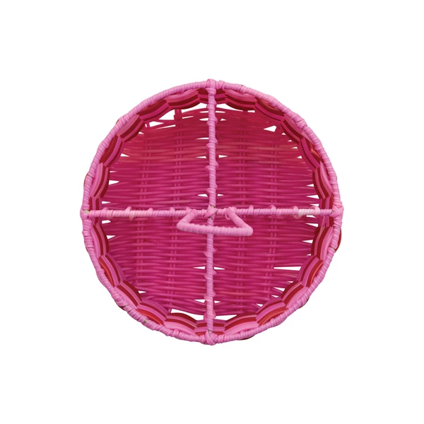 Creative Co Op Woven Plastic Caddy W/ Handle & 4 Sections Pink & Red