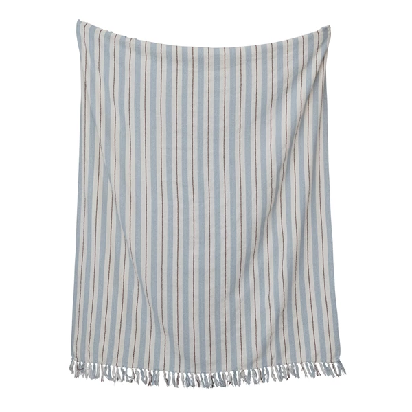 Creative Co Op Woven Recycled Cotton Blend Striped Throw W/ Fringe