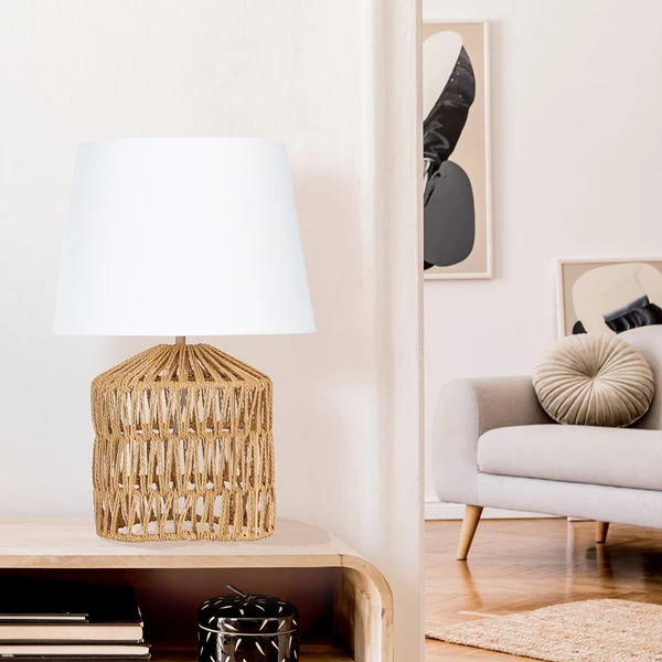 Creative Co Op Woven Rope Table Lamp With Empire Shade