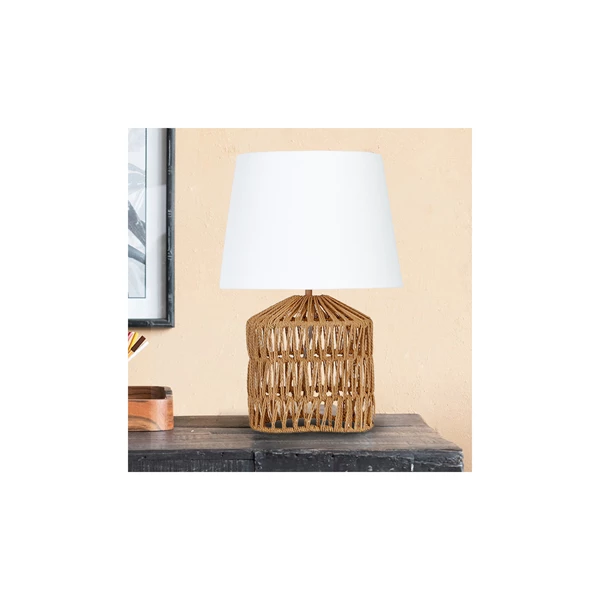 Creative Co Op Woven Rope Table Lamp With Empire Shade