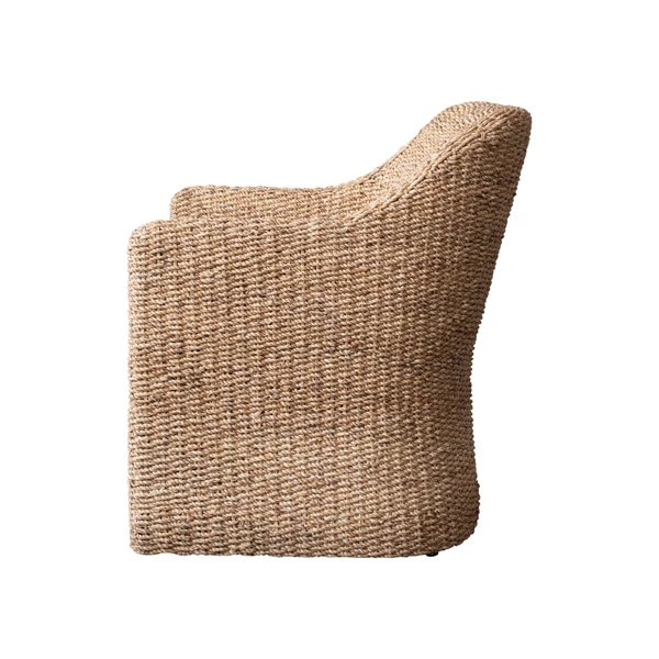 Creative Co Op Woven Water Hyacinth & Acacia Wood Chair W/ Removable Cushion