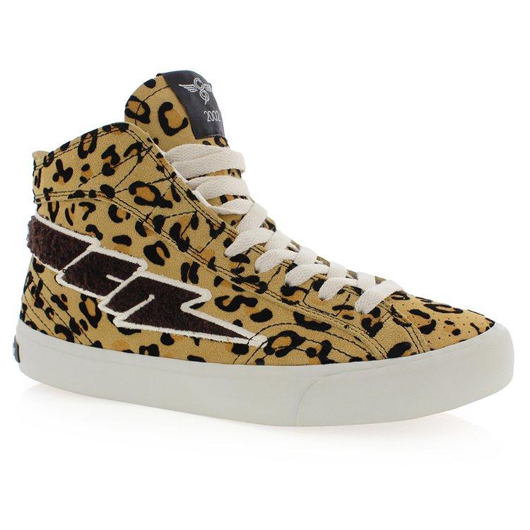 creative recreation CREATIVE RECREATION WOMEN'S ZEUS HI SUEDE LEOPARD PRINT TAN/BLACK