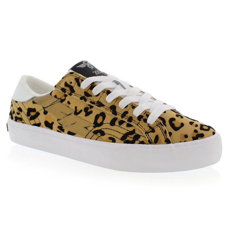 creative recreation CREATIVE RECREATION WOMEN'S ZEUS LO SUEDE LEOPARD PRINT TAN/BLACK