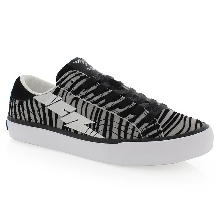 creative recreation CREATIVE RECREATION WOMEN'S ZEUS LO SUEDE ZEBRA PRINT GREY/BLACK