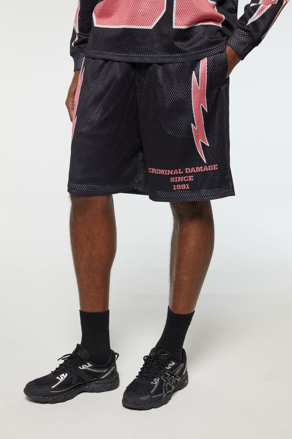 Criminal Damage BOLT PRINTED SHORTS CAVIAR CORAL