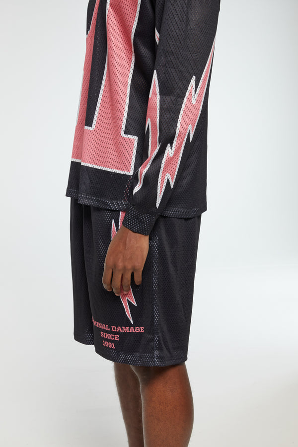 Criminal Damage BOLT PRINTED SHORTS CAVIAR CORAL