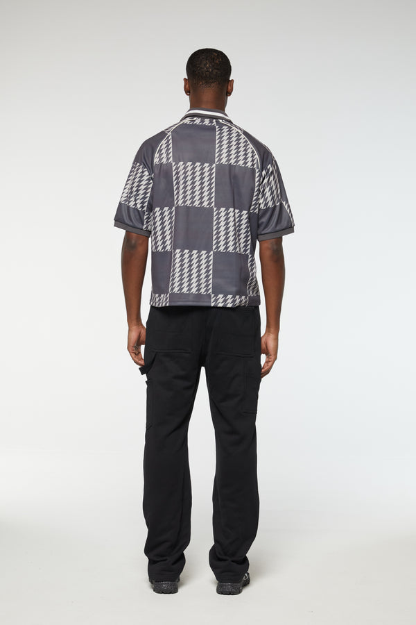 Criminal Damage CHECKERBOARD POLO SHIRT GREY