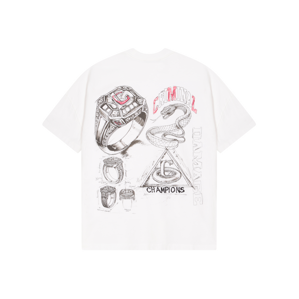 criminal damage DIAMOND RING T-SHIRT WHITE