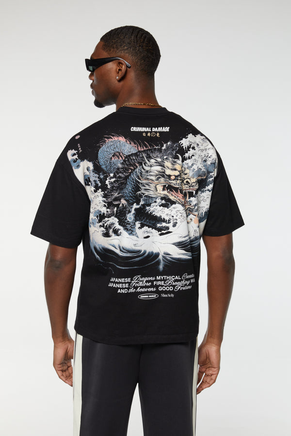 Criminal Damage DRAGON WAVE T-SHIRT BLACK