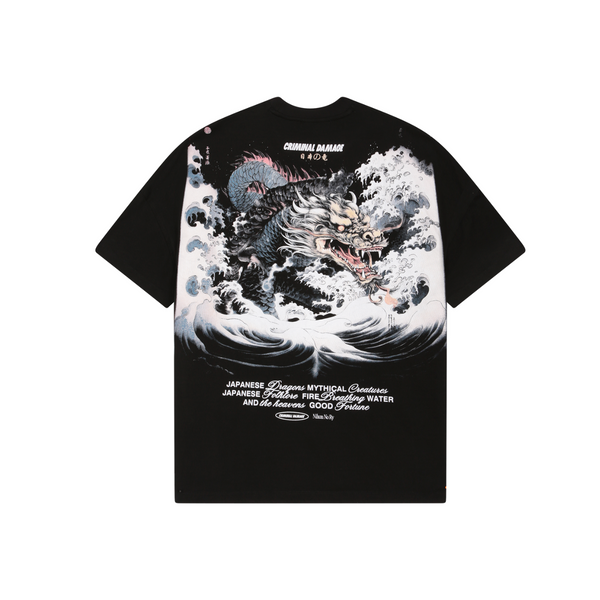 criminal damage DRAGON WAVE T-SHIRT BLACK