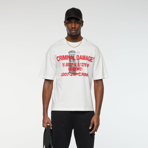 Criminal Damage E1 PHONE BOX T-SHIRT OFF-WHITE