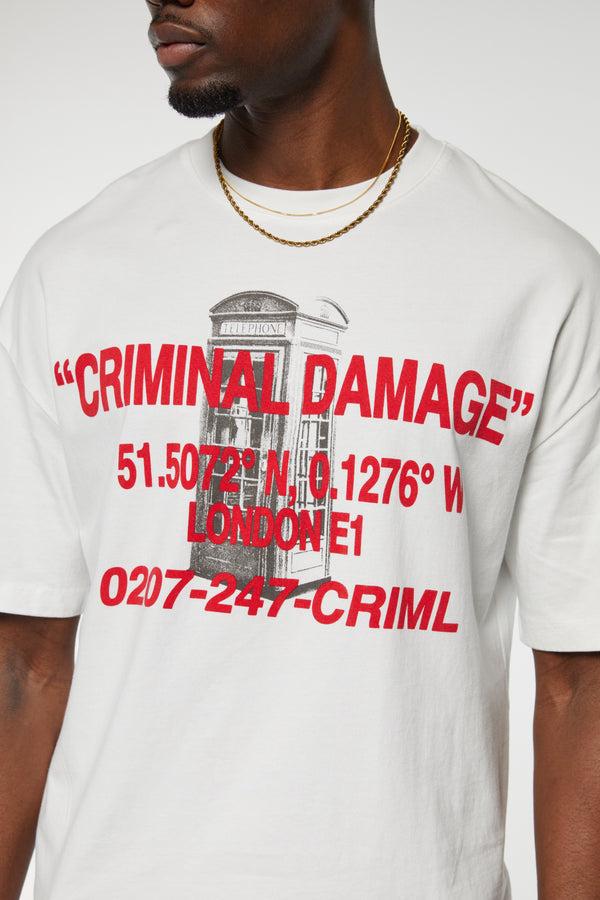 Criminal Damage E1 PHONE BOX T-SHIRT OFF-WHITE