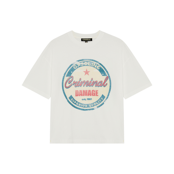 criminal damage GASOLINE T-SHIRT OFF-WHITE