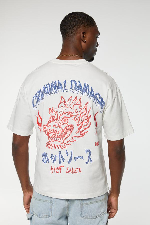 Criminal Damage HOT PEPPER SAUCE T-SHIRT OFF-WHITE