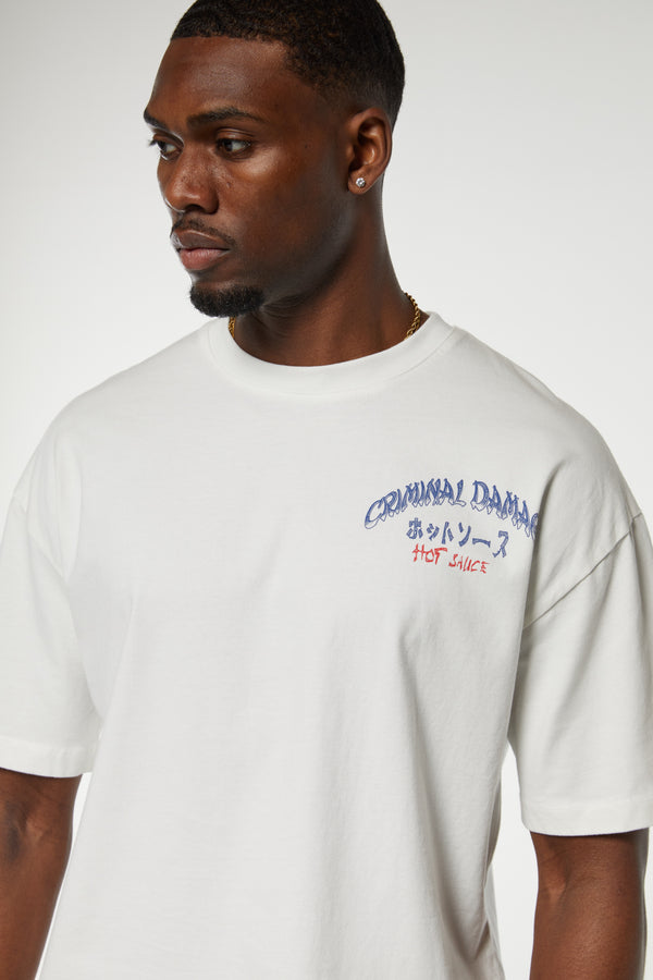 Criminal Damage HOT PEPPER SAUCE T-SHIRT OFF-WHITE
