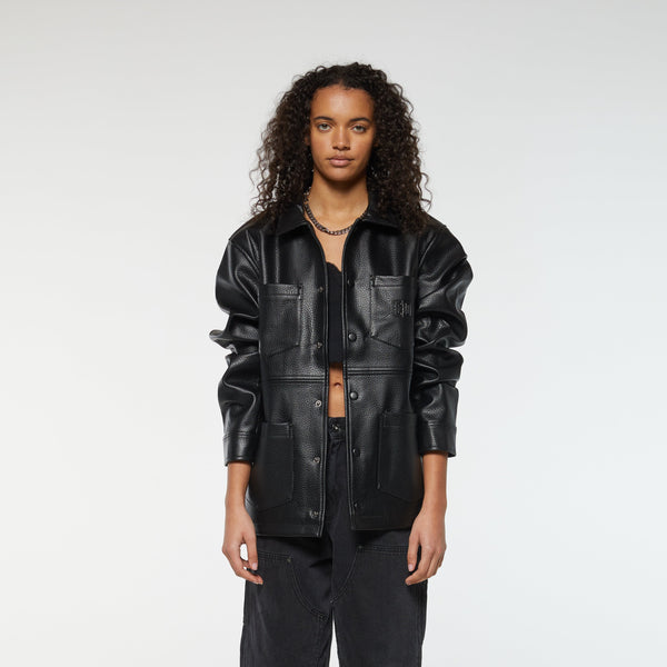 Criminal Damage LEATHER UTILITY SHIRT BLACK