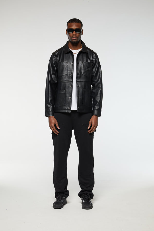Criminal Damage LEATHER UTILITY SHIRT BLACK